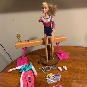 Mattel Gymnast Doll with Pink and Blue Outfit
